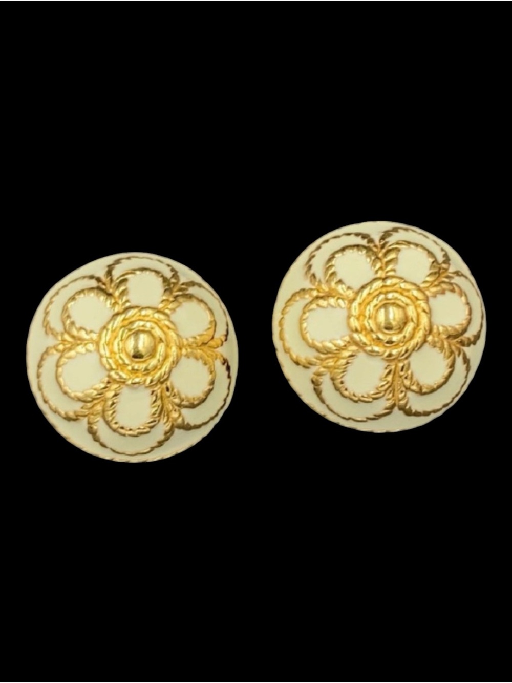 Vintage Ciner High Dome White Enamel Earrings